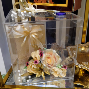 Petit présentoir moderne personnalisé en acrylique transparent avec couvercle support à fleurs pour boîte cadeau neuf roses - Product Image 6