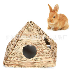 Nachhaltige gewebte zusammen klappbare Pyramide Gras Haus für Haustier Kaninchen <span class=keywords><strong>Totoro</strong></span> Katzen Hamster Meers chweinchen Landschaft Dodge Toy Betten - Product Image 2