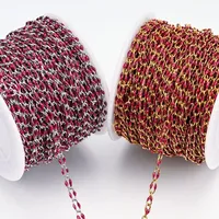 Rantai Bibir Multiwarna Stainless Steel 3x6MM Rantai Minyak Mengalir Rantai Buatan Tangan DIY Pembuatan Kalung Perhiasan Grosir