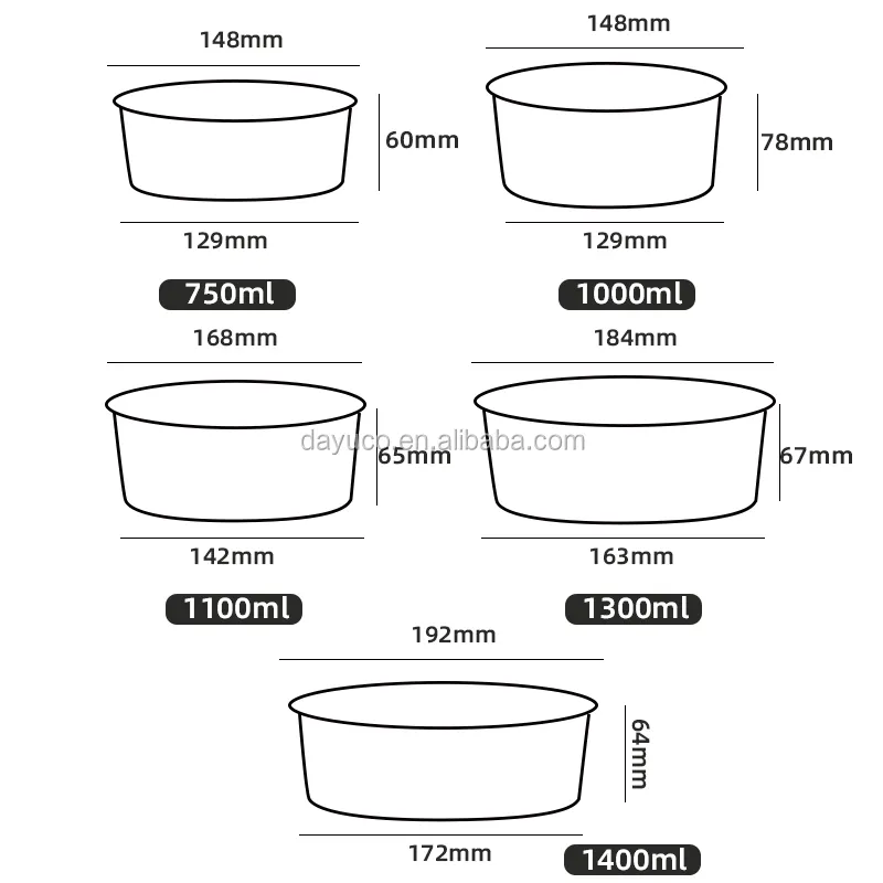 وعاء ورقي كوري قابل للحرارة للطبخ بالحث مخصص لأكواب حساء النودلز