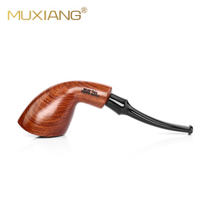 Muxiang Wooden Tobacco Pipe Bent Type 3mm Metal Filter Solid Wood Smoking Pipe - Product Image 2