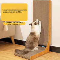 Papier haute densité en forme de L brun carton grattoir chat tapis animaux chat planche à gratter