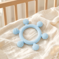 Anneau de dentition sphérique en silicone souple à bords ondulés, tactile, sans BPA ni phtalates pour bébé