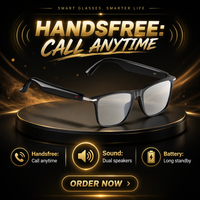 Lunettes Intelligentes de Traduction IA Transparentes – Lunettes Audio pour Appels et Voyages