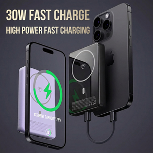 Batterie externe magnétique sans fil Qi2 10000mAh 25W PD30W à charge rapide pour téléphone, montre et écouteurs, batterie semi-solide - Product Image 3