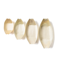 100 pièces/sac, petites assiettes à sushi jetables compostables personnalisées, en bois contemporain, en forme de bateau, pour la restauration et l'usage domestique