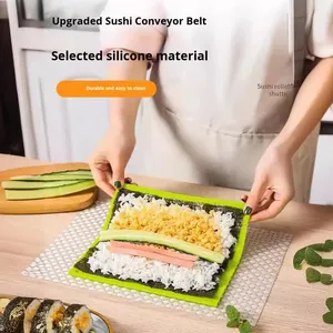 2024 nuevo molde de herramienta de estera rodante de <span class=keywords><strong>Sushi</strong></span> japonés de silicona de doble cara lavavajillas sostenible horno seguro comercial - Product Image 1