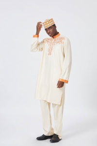 Chemise Boubou Africaine Homme à Manches Longues en Polyester Brodé Léger et Séchage Rapide pour Mariage Africain – Soutenez l'Afrique - Product Image 2