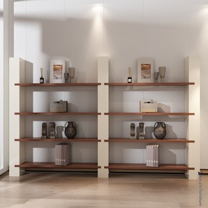 Modern Minimalist <b>Solid</b> <b>Wood</b> Multilayer Board Modular Straight Floor-standing Wall-adjacent <b>Bookcase</b> for Home Office Bedroom - Product Image 2