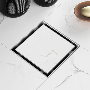 Desagüe de ducha cuadrado de 15x15 CM de fábrica OEM con adaptador de salida Horizontal negro mate 304 Desagüe de suelo de inserción de azulejo de acero inoxidable - Product Image 3