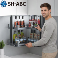SH-ABC Étagère à épices motorisée escamotable en acrylique pour comptoir de cuisine moderne, système de levage pour rangement d'épices