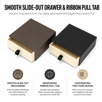 Boîte cadeau coulissante en carton noir mat avec gaufrage, emballage rigide personnalisé pour bijoux, idéal pour les boutiques et cadeaux de détail