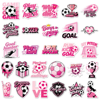 53 autocollants sur le thème du football rose original pour filles, autocollants décoratifs imperméables pour cahiers et sacs à dos