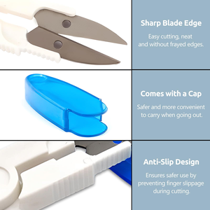 Ciseaux à point de croix en gros, petits, transparents, pour couper le fil, de sécurité, en plastique en forme de U, à ressort, pour la couture domestique et la coupe de fil. - Product Image 3