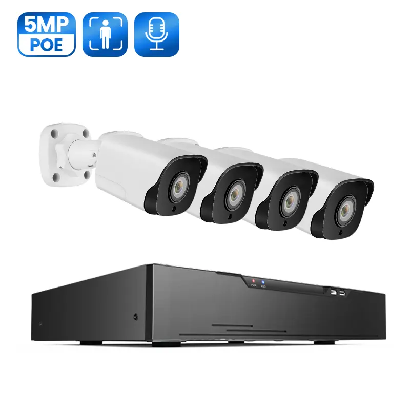 5MP human detection 4CH tuya nvr kit outdoor night vision ip cctv camera set sistema di telecamere di sicurezza poe di sorveglianza a 4 canali