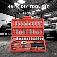 Juego de Herramientas de Bricolaje de 46 Piezas, Diseñado para Durar, Kit de Reparación con Trinquete Multiusos