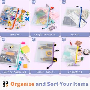 Juego de papelería YS, estuches para lápices, bolsas de gran capacidad, malla de nailon, cremallera, paquete a granel, 80 piezas, 10 colores, multiusos, Escuela/Oficina - Product Image 5