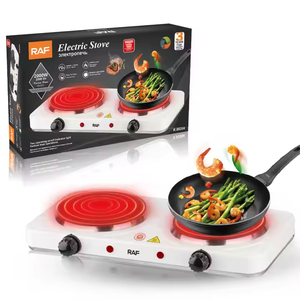 家庭用1000w加熱調理ストーブ 電気ダブルバーナー 電気ダブルソリッドホットプレート ポータブル電気2バーナーストーブ - Product Image 2