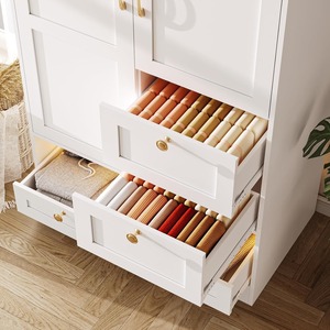 Facile da montare camera da letto portatile in legno panno allungabile <span class=keywords><strong>armadio</strong></span> portaoggetti led luce guardaroba - Product Image 3