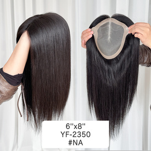 Full Hand <b>Tied</b> 6x8 Base Mono With PU Around Natural Colors Mono Topper With Clips Mono Base Topper for Women Big Hair Loss - Product Image 2