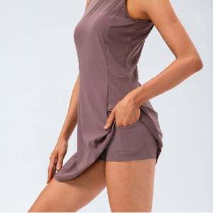 Летнее Спортивное платье без рукавов с боковым карманом и индивидуальным логотипом, <span class=keywords><strong>2</strong></span> шт., шорты для гольфа, спортивные теннисные юбки - Product Image 2