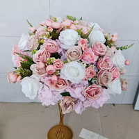 Décorations de mariage, boules de fleurs, roses en soie, décorations centrales, décorations de table, boules de fleurs orange, rose et marron