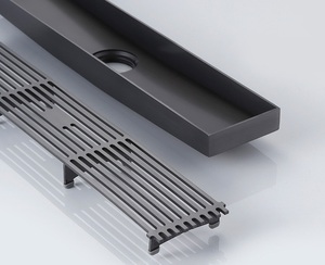 Siphon de sol linéaire moderne en acier inoxydable poli pour salle de bain, toilettes, douche, anti-odeur - Product Image 6