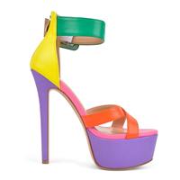 Nouvelle Arrivée Sandales à Talons Hauts Ouvertes en Similicuir Couleurs Assorties Plateforme Été Chaussures de Créateur Grandes Tailles