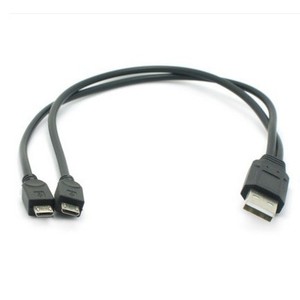 Micro Usb Y <b>Splitter</b> <b>Cable</b> 2 In 1 Charging Data Sync For Android Devices Black - Product Image 1