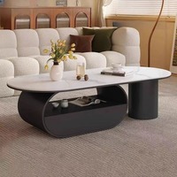 Table basse de style français en acier inoxydable avec plateau en marbre, design moderne pour les petits salons