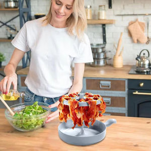 Support de cuisson rapide pour bacon au micro-ondes en plastique avec bac de récupération des graisses, facile à nettoyer, gadget de cuisine - Product Image 2