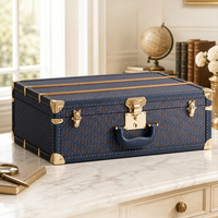 Valise de rangement personnalisée en cuir PU, coffre de voyage vintage pour mariage, bébé, organisation domestique, coffre décoratif pour souvenirs
