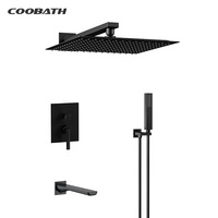 Bain d'hôtel avec ensemble de robinet de douche à corps dissimulé 3 voies pluie mitigeur à vanne intégrée Kit de douche pour salle de bain