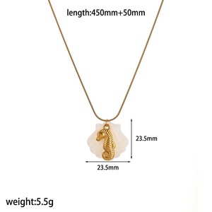 Collar de concha de tortuga de acero inoxidable, colgantes temáticos con forma de animal, cadena larga para clavícula, regalo para mujer - Product Image 4