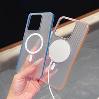 Étui de chargement magnétique sans fil à rayures ondulées pour iPhone 18 Pro 17E 16E 17 Air 16 Pro Max 15 Plus 14 13 12 – Coque mate