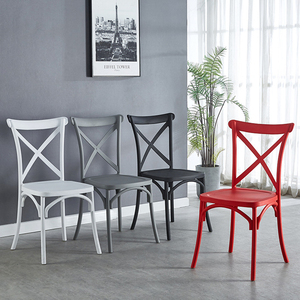 Sedia da <span class=keywords><strong>Cucina</strong></span> Bianca Colorata con Schienale Incrociato in Plastica PP <span class=keywords><strong>per</strong></span> Ristorante, Caffetteria, Casa, Esterni e Ufficio - Product Image 5