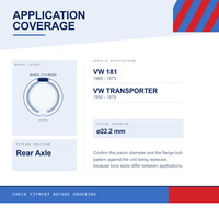 211611047C Cylindre de frein à air refroidi par air pour essieu arrière, piston de 22,2 mm, VW 181 Transporter OE 211611047 211611047C Empi #   98-6207-B