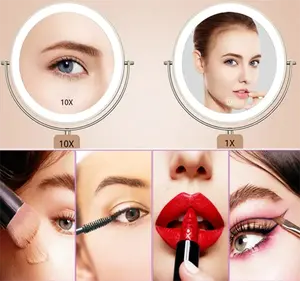 Espelho de vaidade de maquiagem recarregável dupla face de 8 polegadas