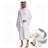 Handuk Ihram Mikrofiber Cepat Kering Lembut Sampel Gratis Pabrik Penjualan Laris Handuk Haji Umrah Putih untuk Pria Muslim