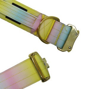 Premium Luxury Rainbow Tactical <b>Dog</b> <b>Collar</b> Padded Nylon Print Gold Metal Buckle Heavy Duty Comfortable Pet Gear - Product Image 3