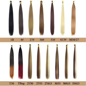Silky Straight Synthetic Hair Bulk Dyed Heat Resistant Fiber Chemical Wire <b>Wig</b> <b>Braiding</b> Extensions - Product Image 2