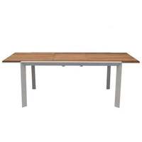 Ensemble de salle à manger d'extérieur en bois avec plateau extensible, structure en aluminium, design traditionnel, imperméable, garantie de 2 ans