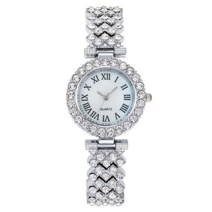 Nouvelle montre pour femme en quartz gravée de style romain, en forme de goutte d'eau, entièrement sertie de diamants - un excellent cadeau pour les femmes - Product Image 2