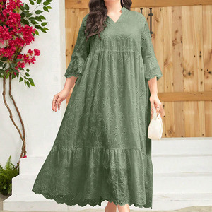 Tùy chỉnh Hollow Out womans ăn mặc ren, OEM dài tay áo thanh lịch cao eo trắng giản dị Dresses/ - Product Image 1