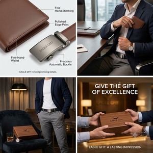 Luxury Unique Romantic Corporate Promotional Gift Set Custom Logo Printed Wallet And Belt Innovative Business Souvenir For Men - Product Image 4