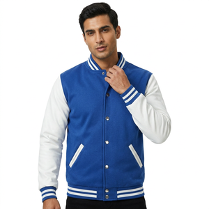 Veste de baseball varsity pour homme, boutonnée, avec décorations brodées en laine, manteau d'hiver pour homme, vente en gros - Product Image 1