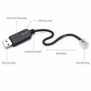Cavo di Debug Seriale <span class=keywords><strong>USB</strong></span>-RJ12 6P6C FTDI FT232 da 1,8m, Adattatore con Pinout Personalizzato per Apparecchiature, Fornitura all'Ingrosso - Product Image 3