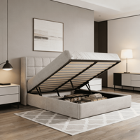 Lit de rangement Queen avec vérin à gaz, tailles King 180x200 et 160x200, tiroirs intégrés, économique, en bois, moderne, haut de gamme, pour hôtel