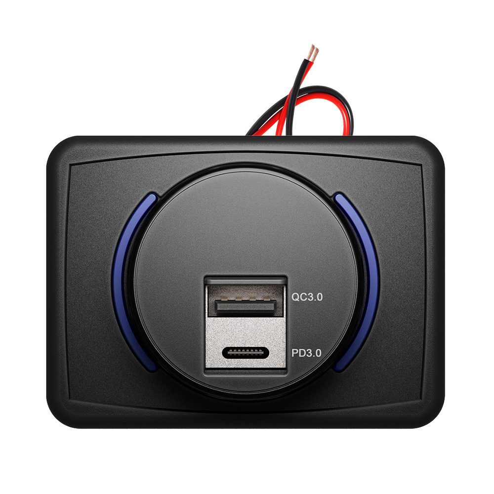 USB-A+USB-C QC+PD / 4 couleurs de LED en option / Bleu/Rouge/Vert/Blanc