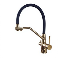 Robinet de cuisine transfrontalier en alliage de cuivre, style américain, à poser sur plan, trois-en-un, chaud-froid, orientable omnidirectionnellement, pour légumes